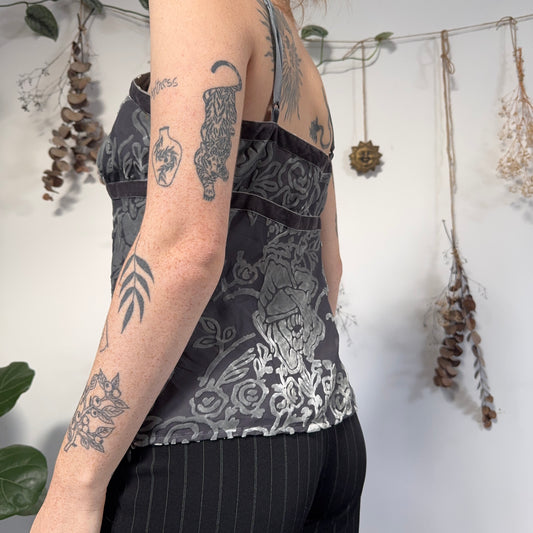 Grey velvet cami - size L