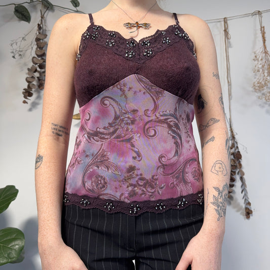 Purple mesh knit two piece - size M