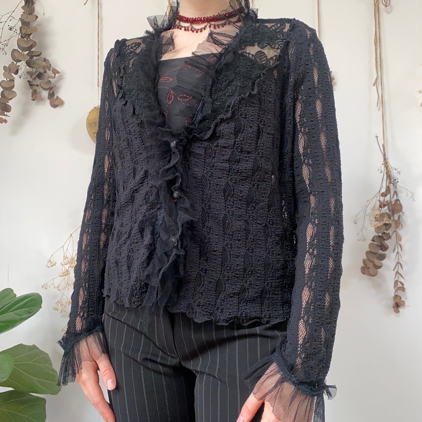 Black lace cardigan - size L/XL