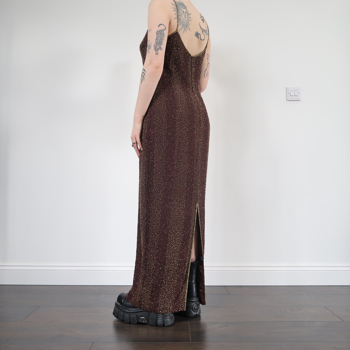 Brown beaded dress - size 12