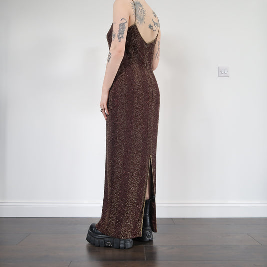 Brown beaded dress - size 12
