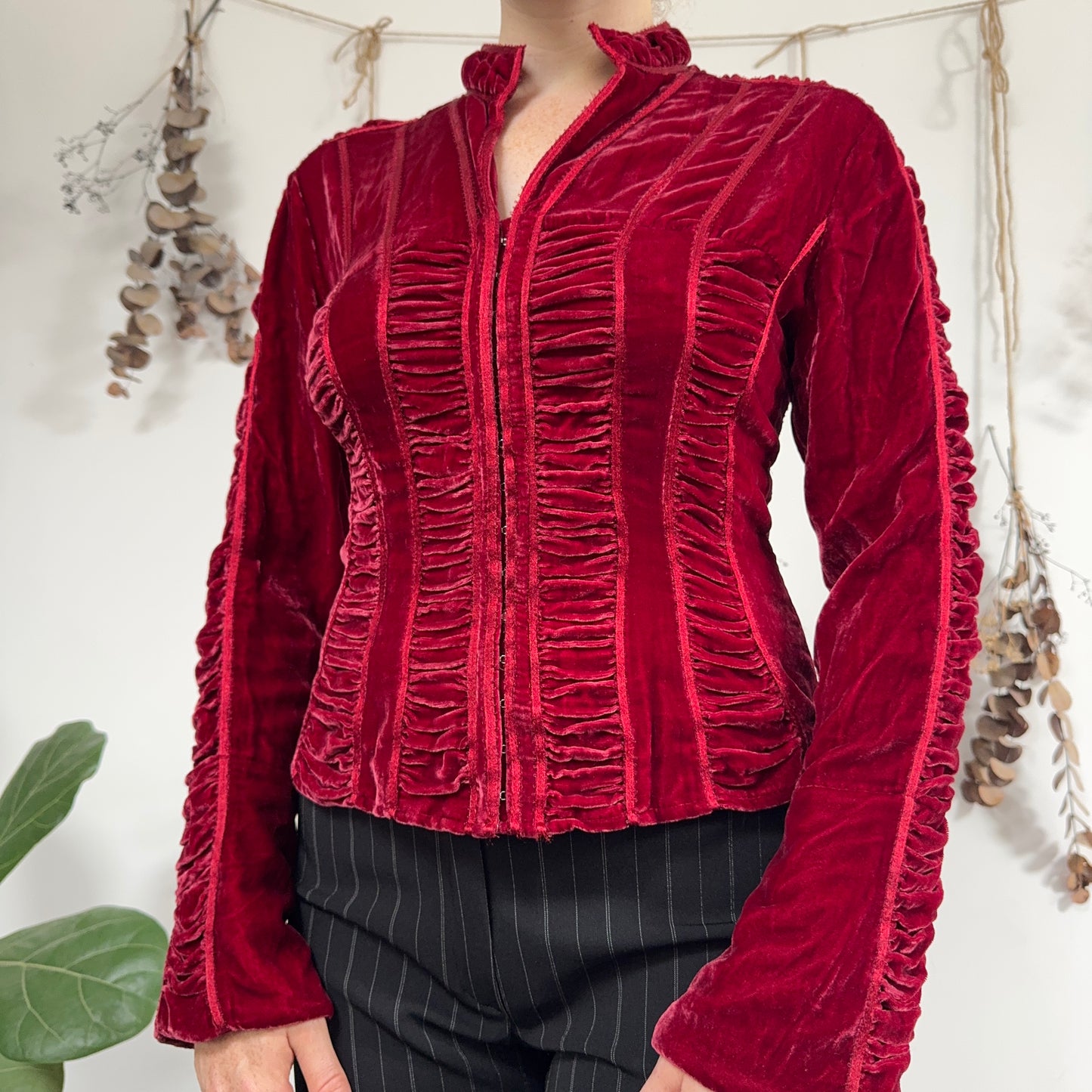 Velvet ruched blouse - size M