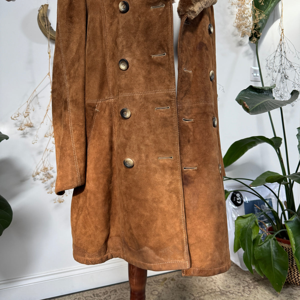 Camel sheepskin coat - size XL