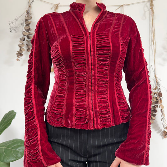 Velvet ruched blouse - size M