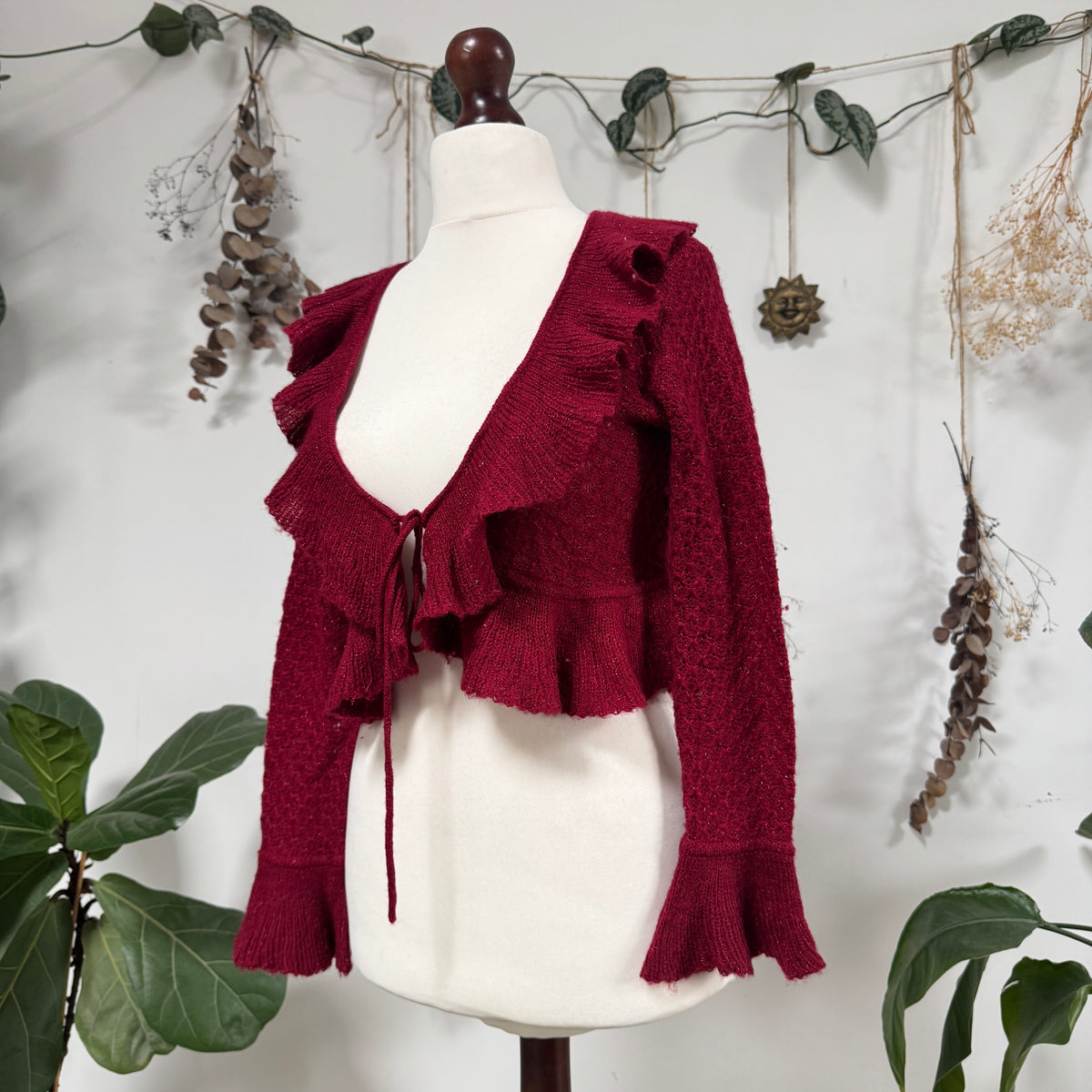 Red knit cardigan - size M