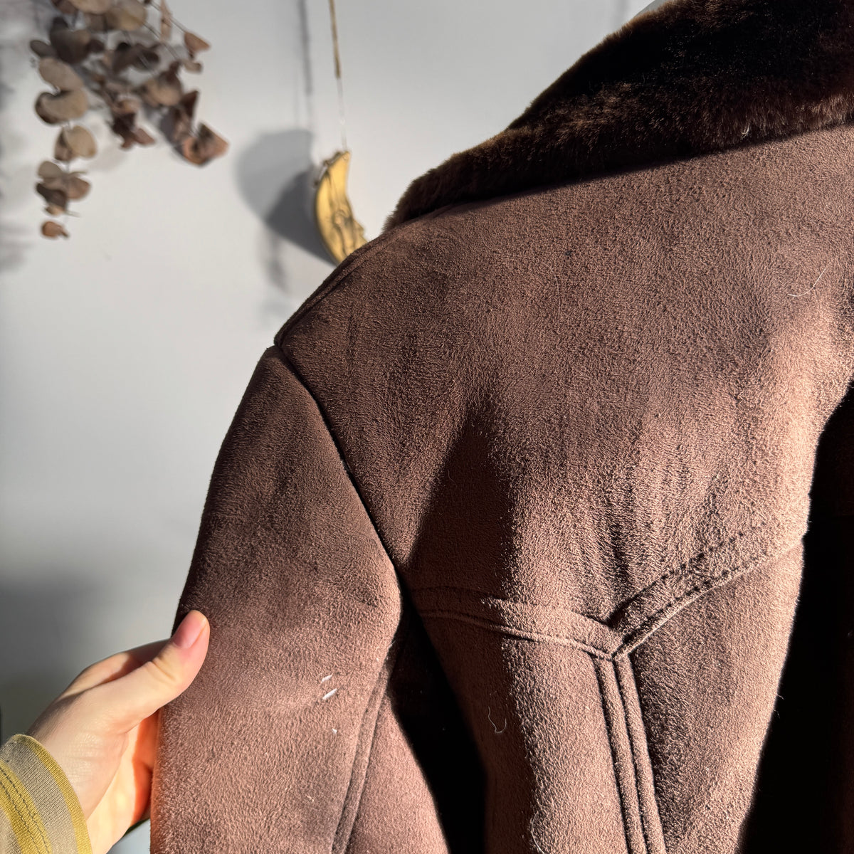 Brown sheepskin coat - size L