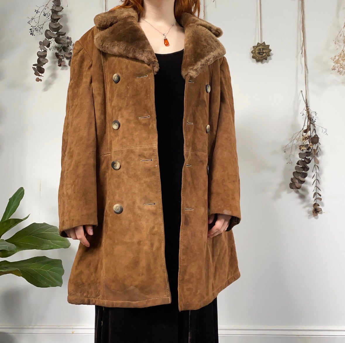 Camel sheepskin coat - size XL