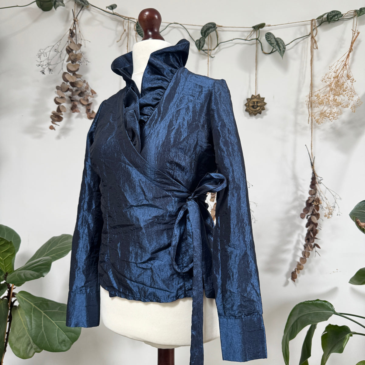 Blue wrap blouse - size M