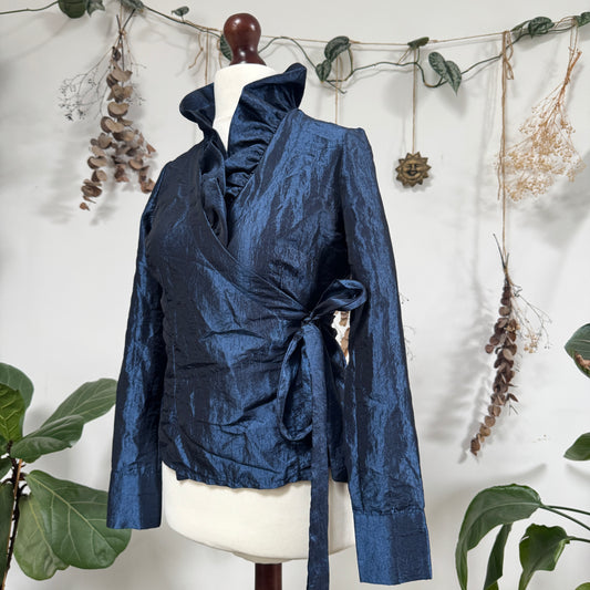 Blue wrap blouse - size M