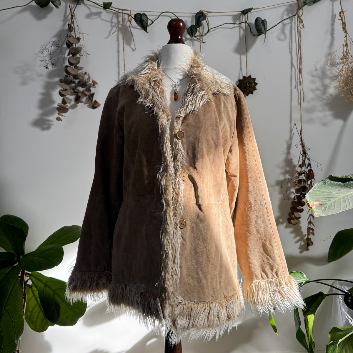 Suede afghan coat - size L