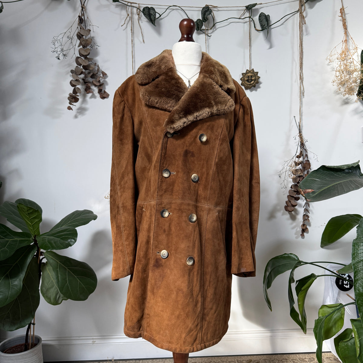 Camel sheepskin coat - size XL