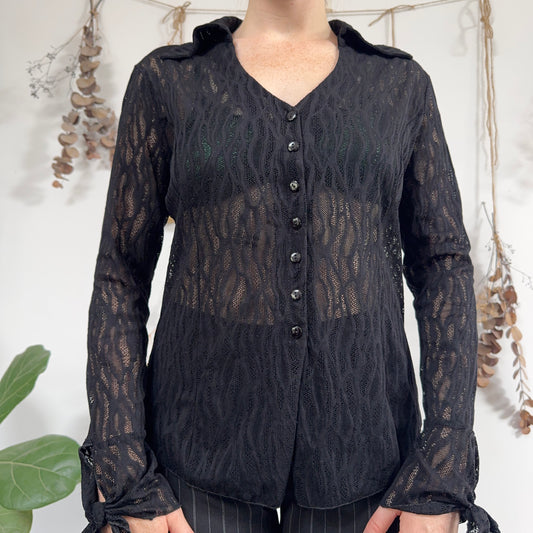 Black lace blouse - size L