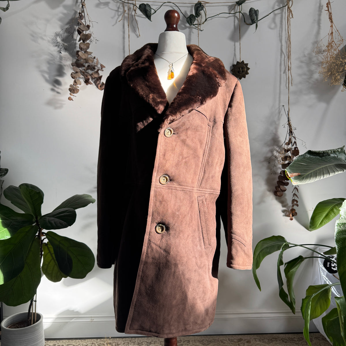 Brown sheepskin coat - size L