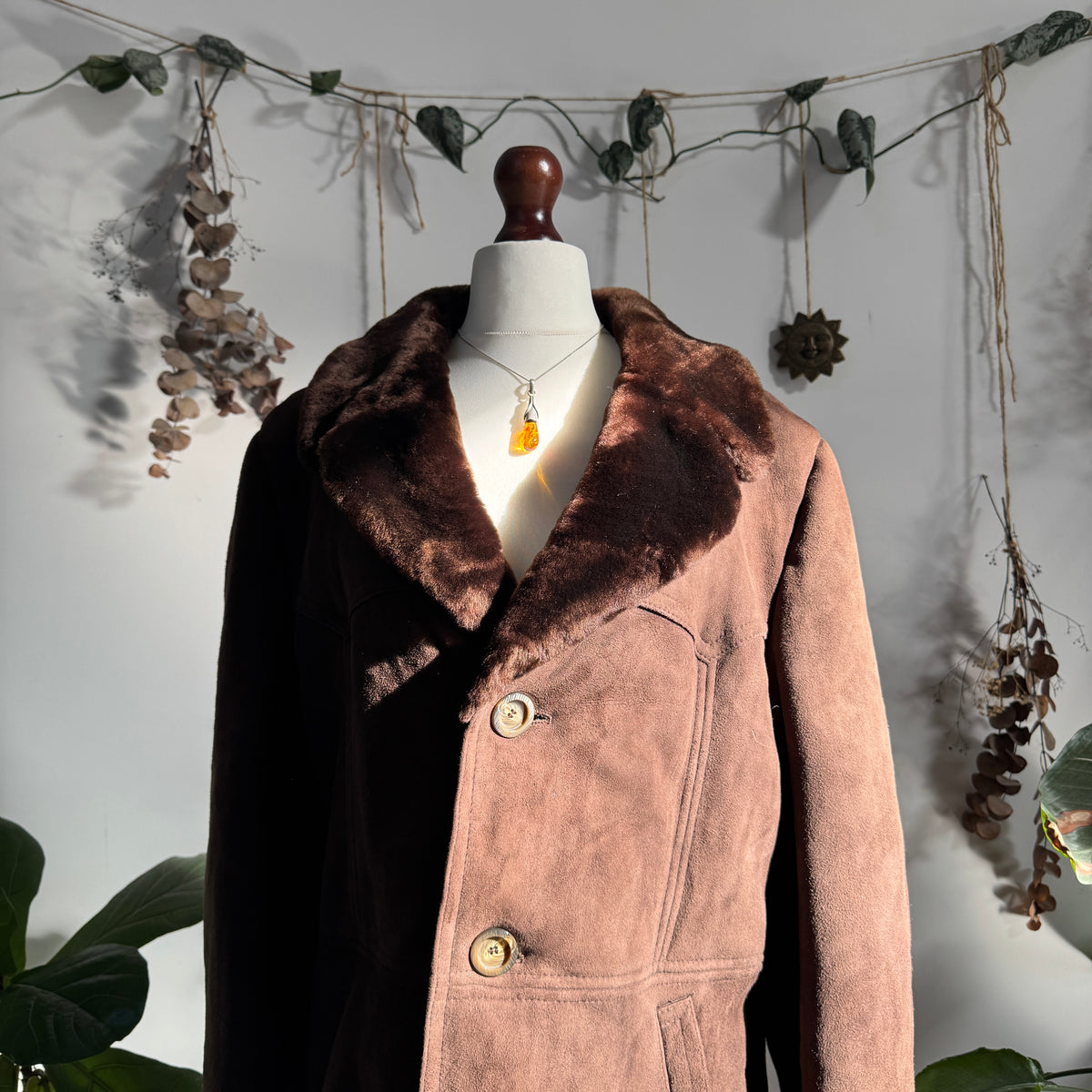 Brown sheepskin coat - size L