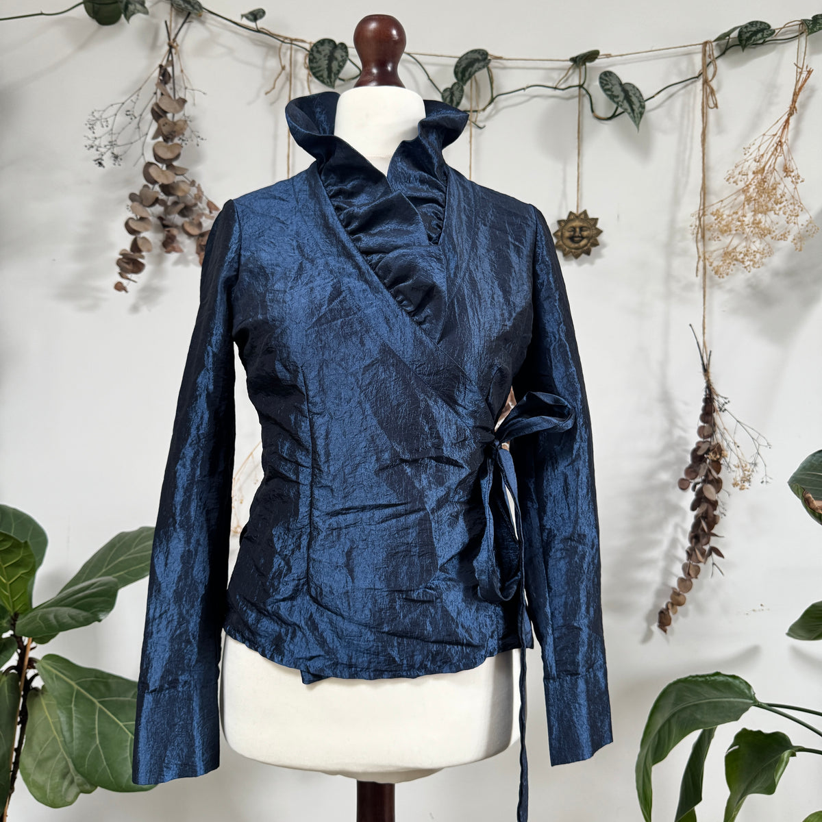 Blue wrap blouse - size M