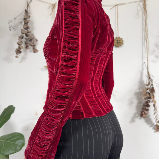 Velvet ruched blouse - size M