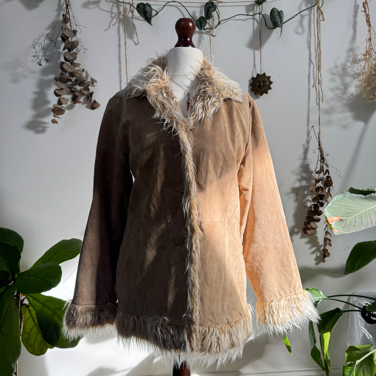 Suede afghan coat - size L