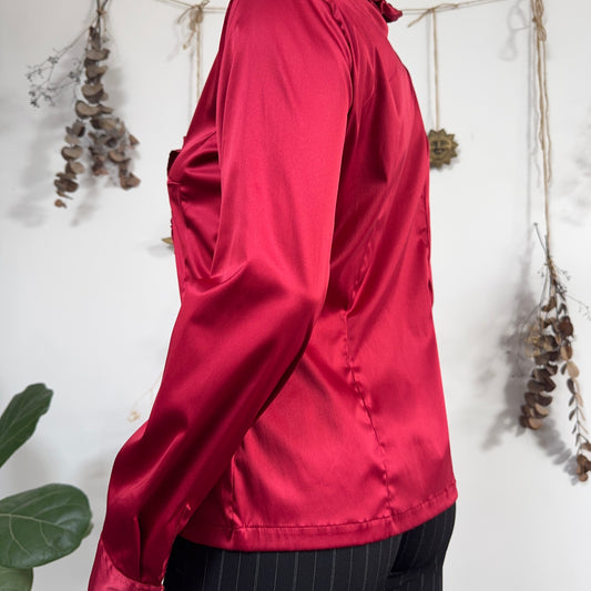 Red satin blouse - size L
