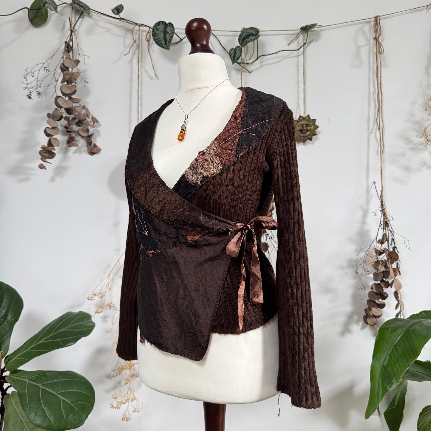 Brown wrap top - size M