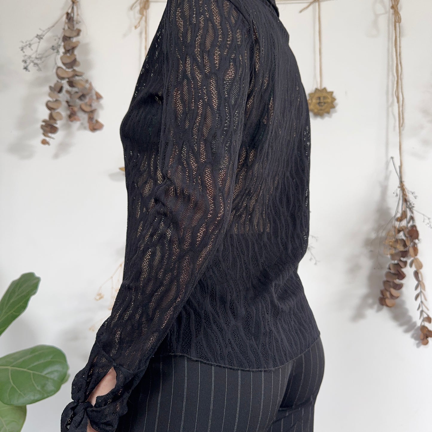 Black lace blouse - size L