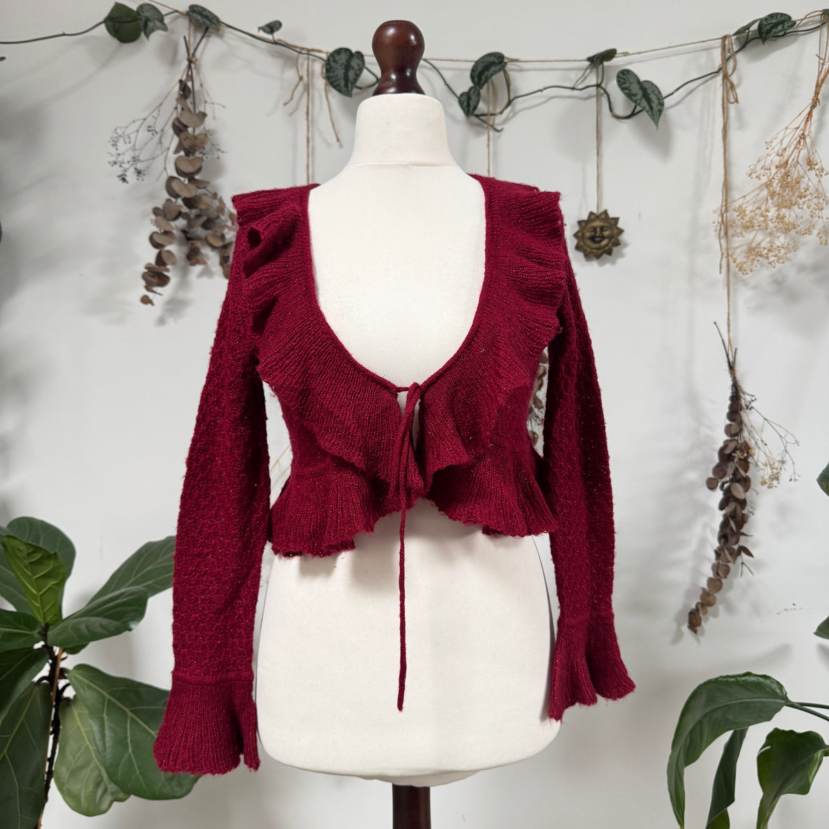 Red knit cardigan - size M