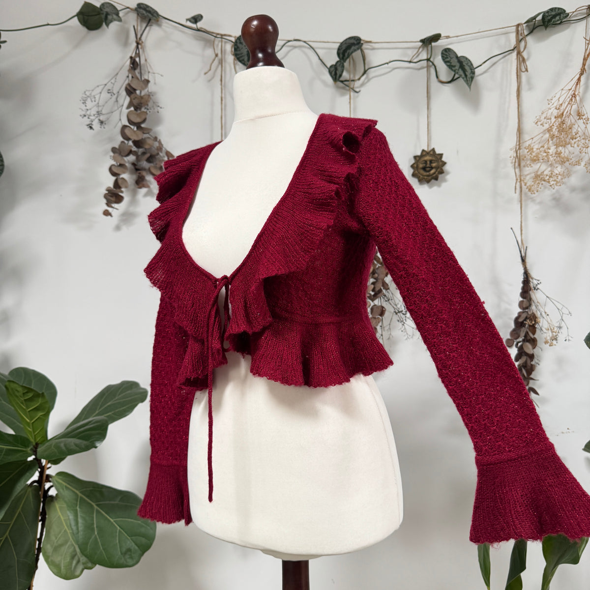 Red knit cardigan - size M