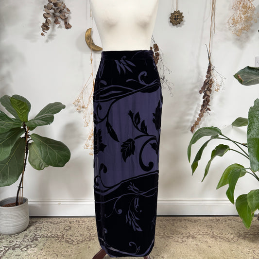 Midnight blue velvet skirt - size S/M