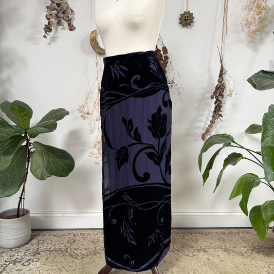 Midnight blue velvet skirt - size S/M