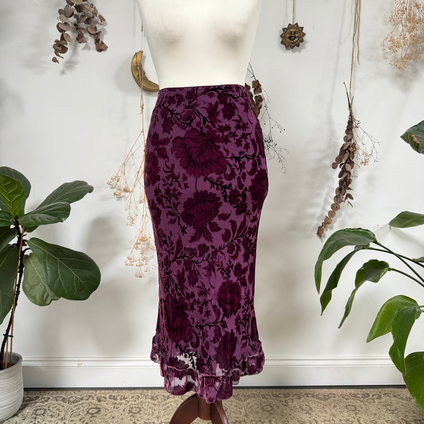 Purple velvet skirt - size S