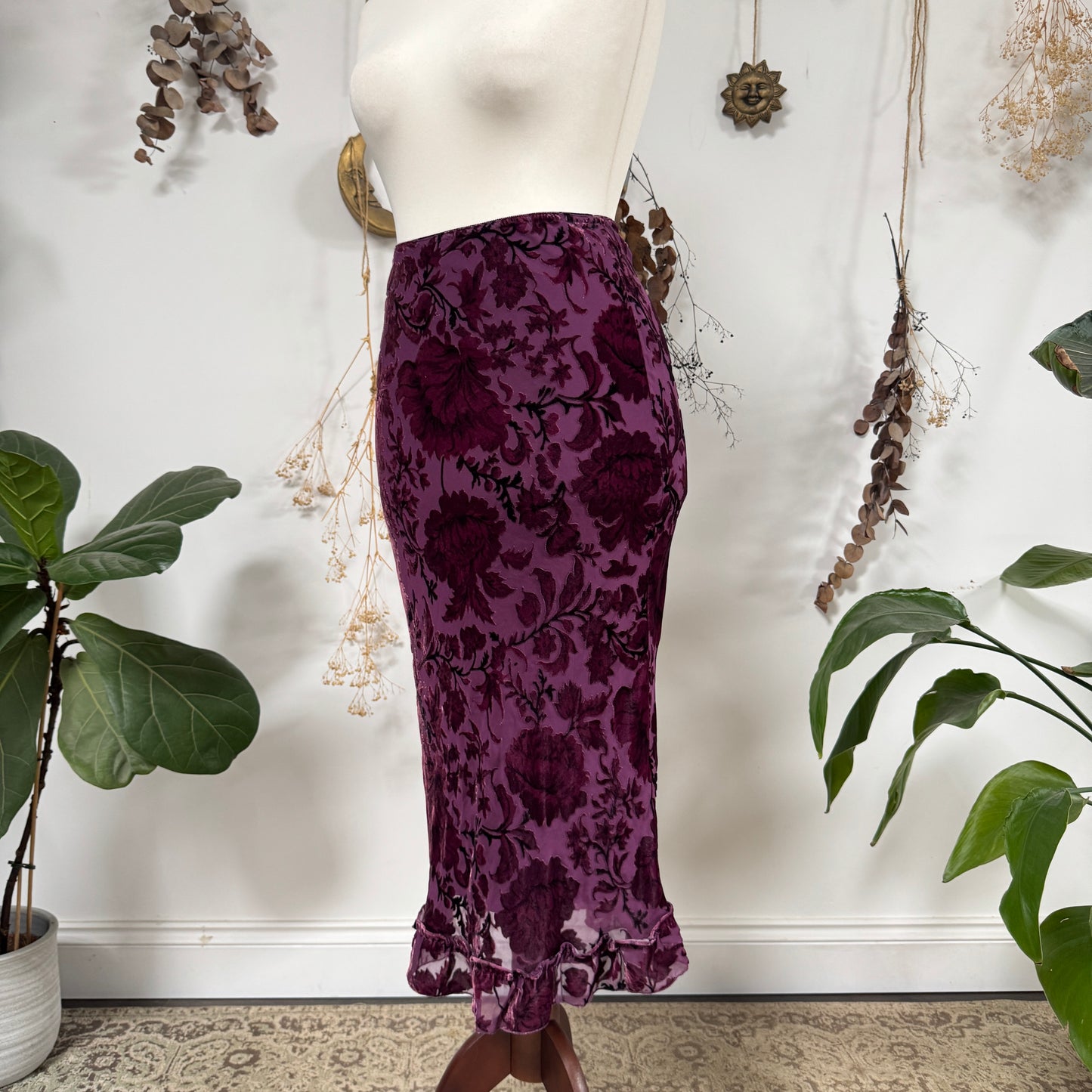 Purple velvet skirt - size S
