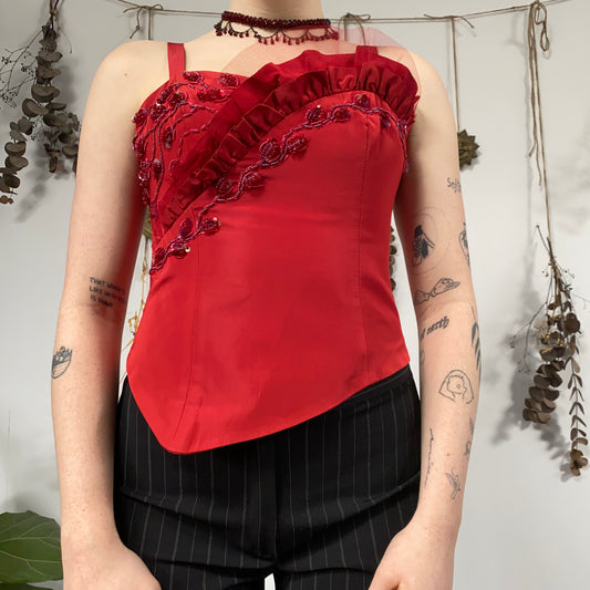 Red corset top - size S