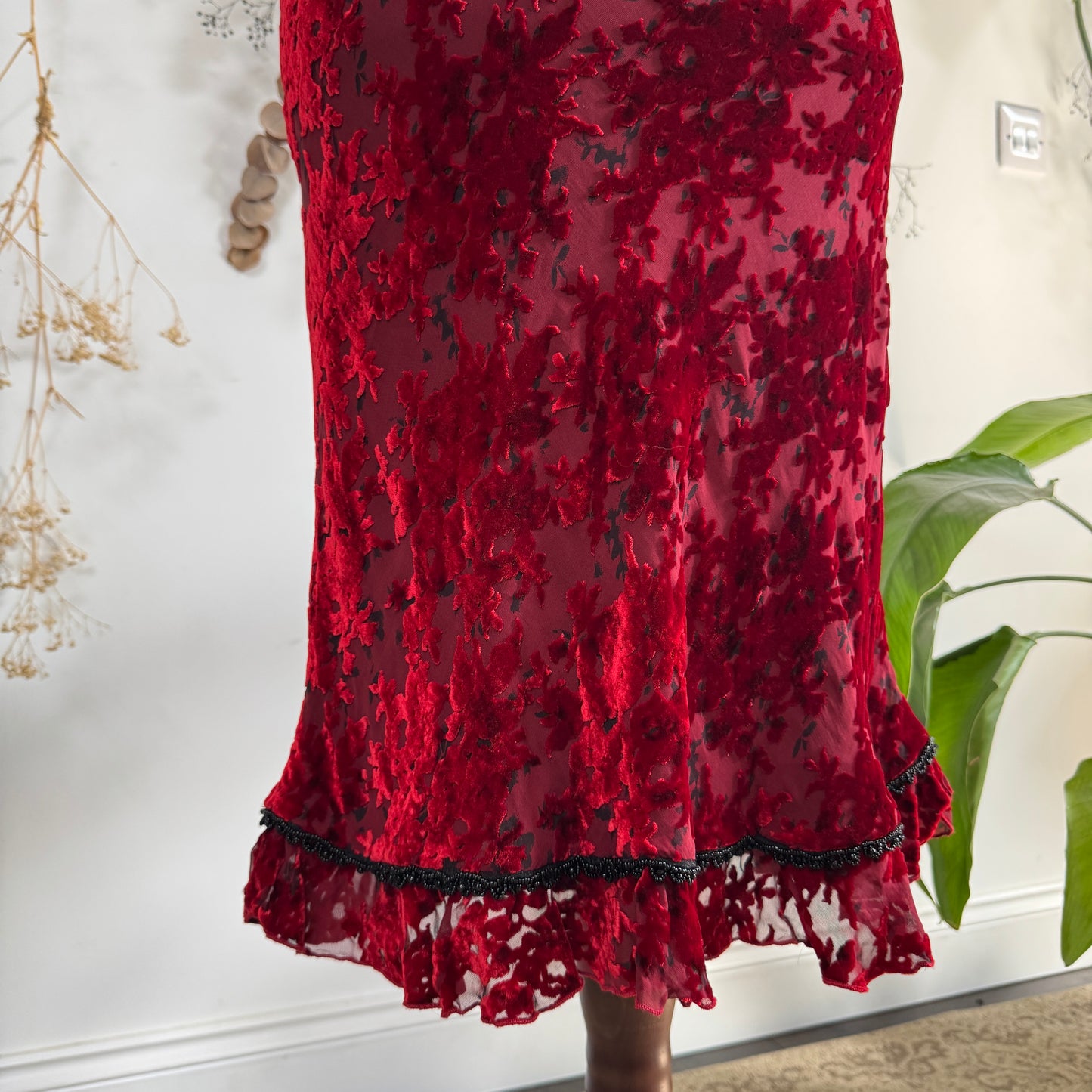 Red velvet skirt -size M/L