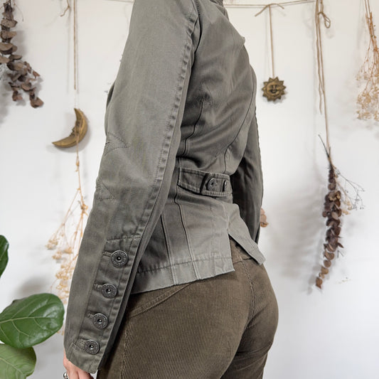Khaki asymmetric jacket - size S