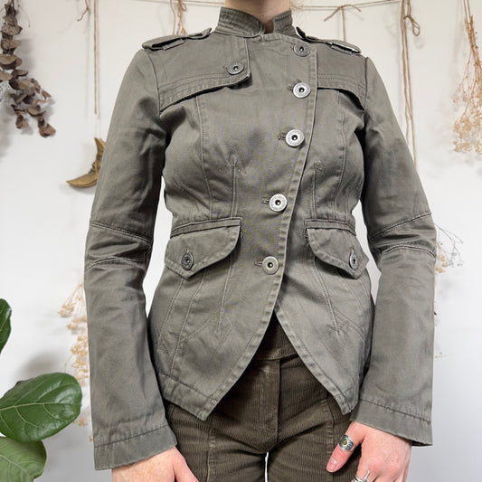 Khaki asymmetric jacket - size S