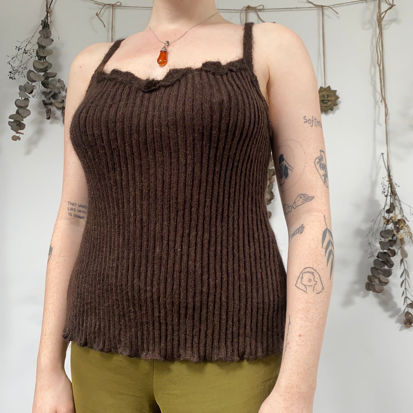 Brown knit cami - size M