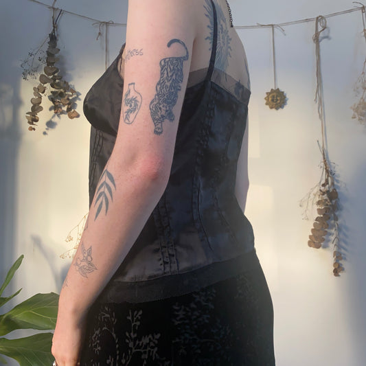 Black satin cami - size M