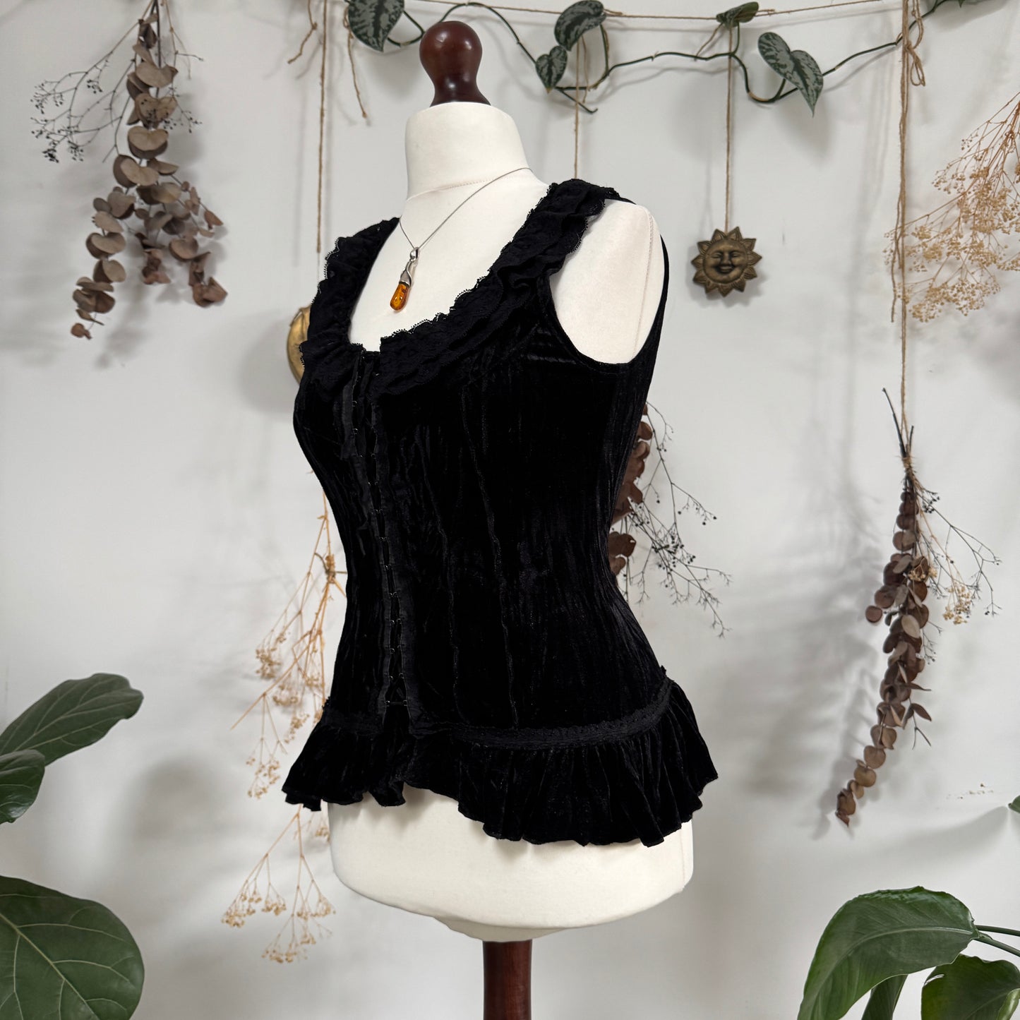 Black velvet corset top - size M