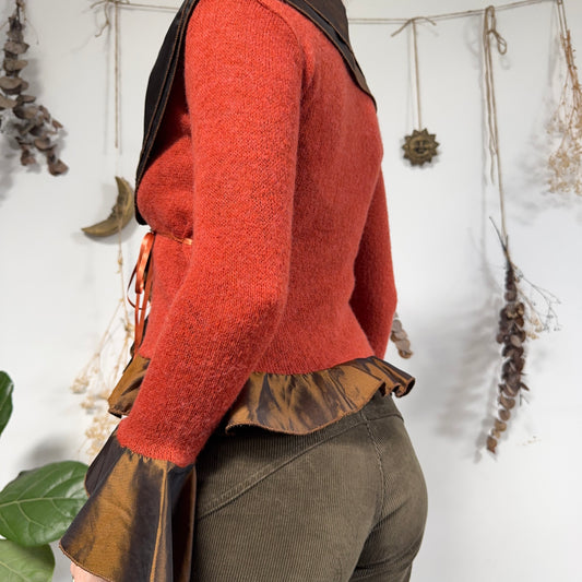 Orange knit wrap top - size S/M