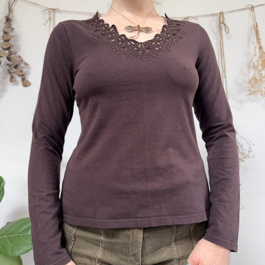 Brown long sleeve top - size M