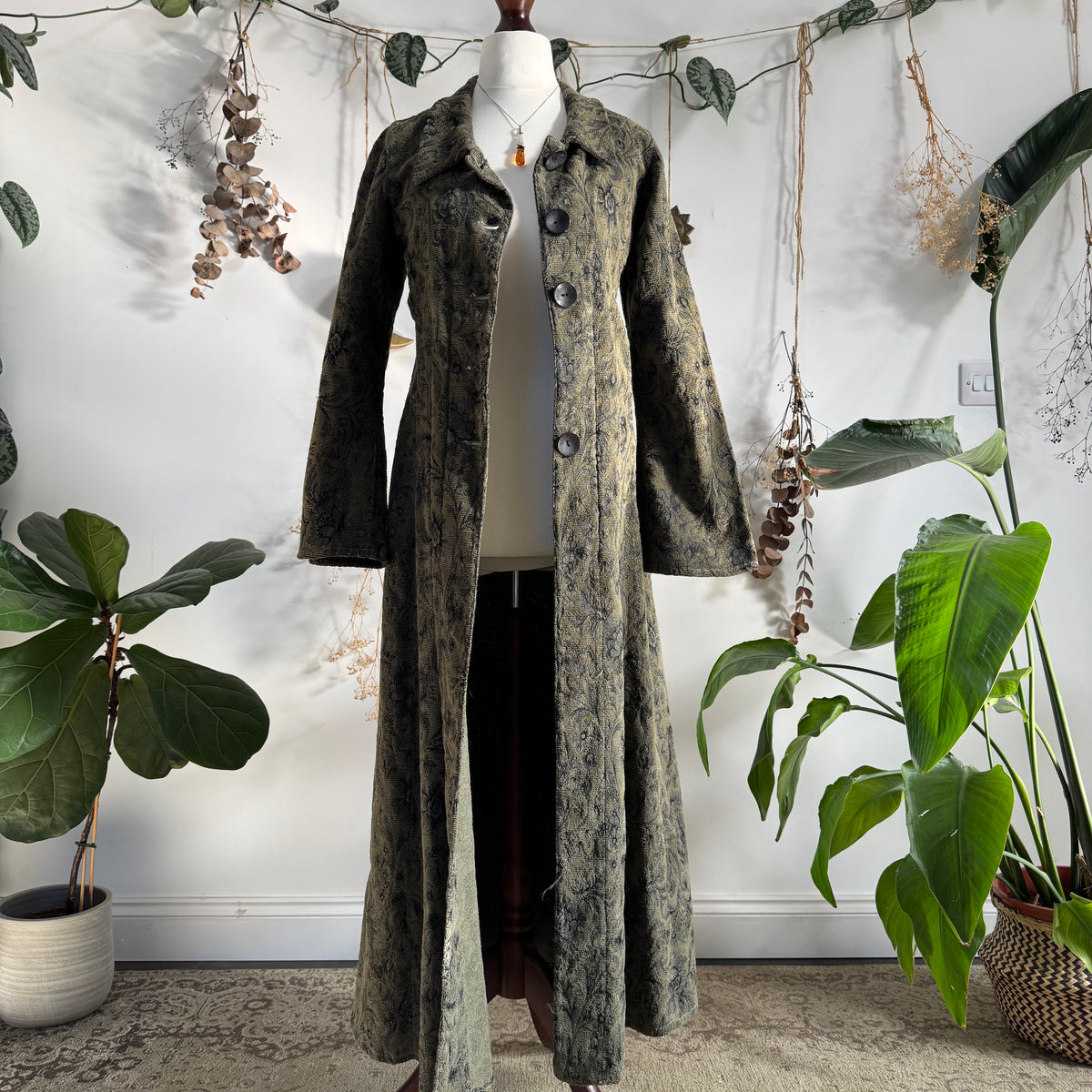 Green tapestry coat - size S