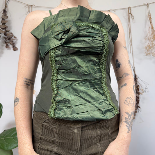 Green ruffle cami - size S
