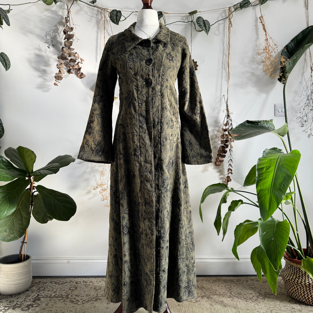Green tapestry coat - size S
