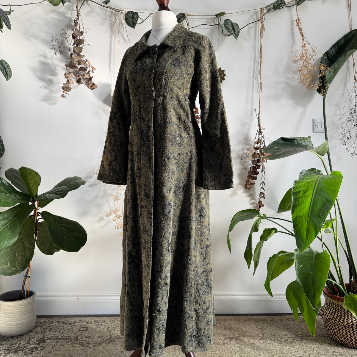 Green tapestry coat - size S