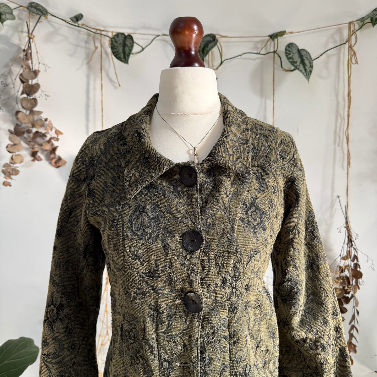Green tapestry coat - size S