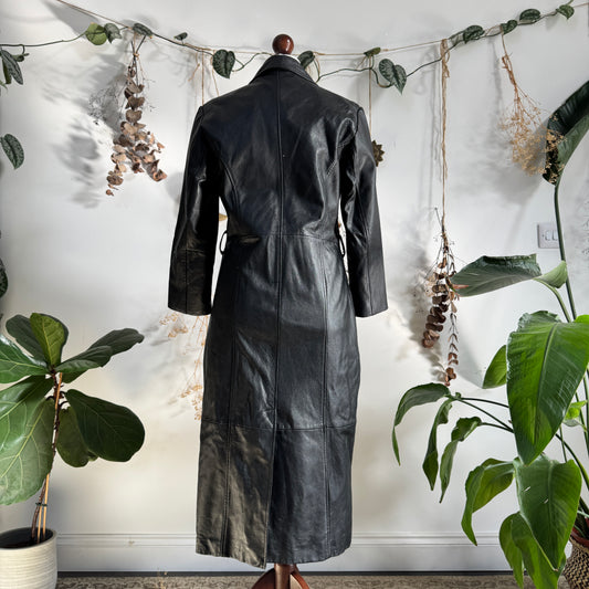 Black leather trench coat - size S