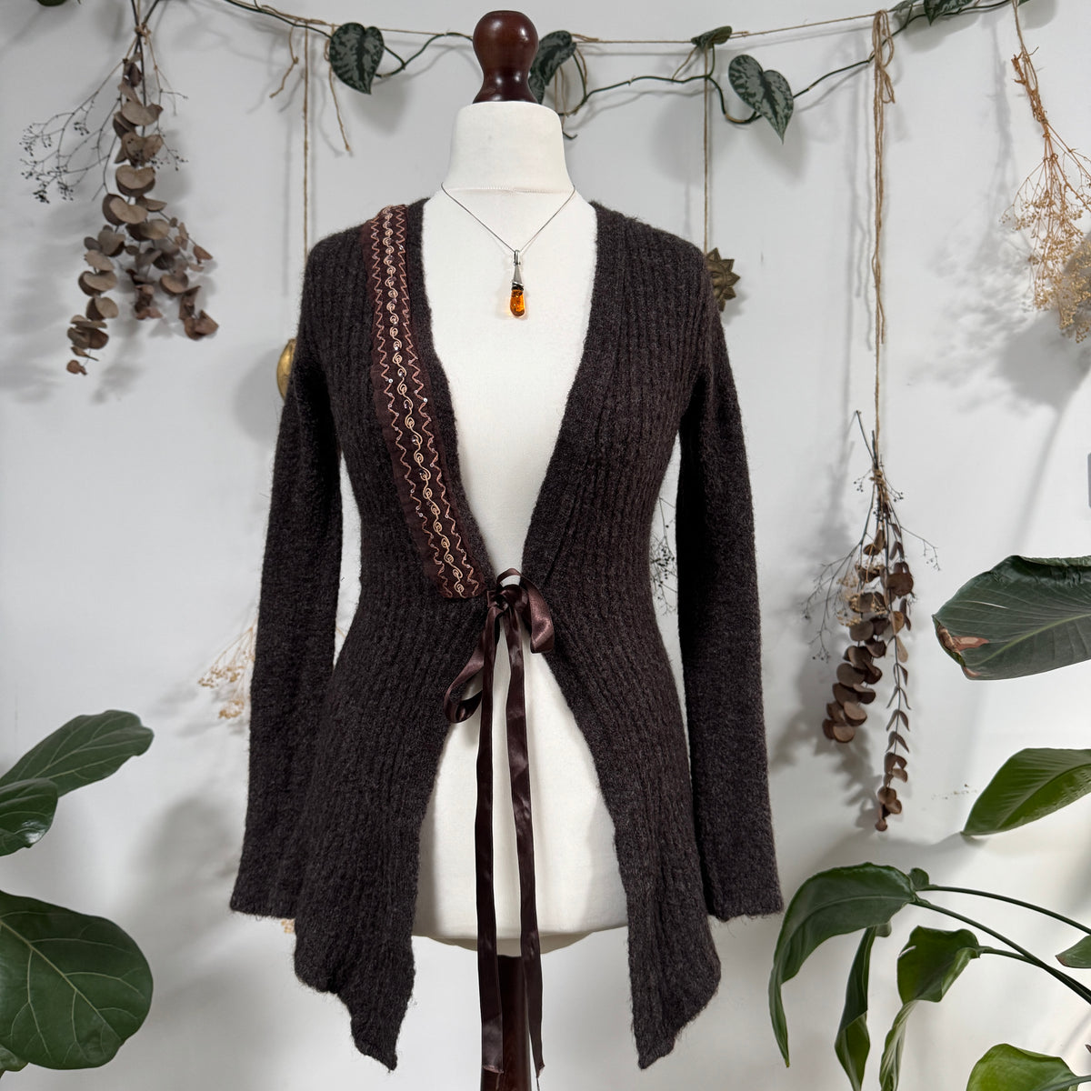 Brown knit cardigan - size S/M