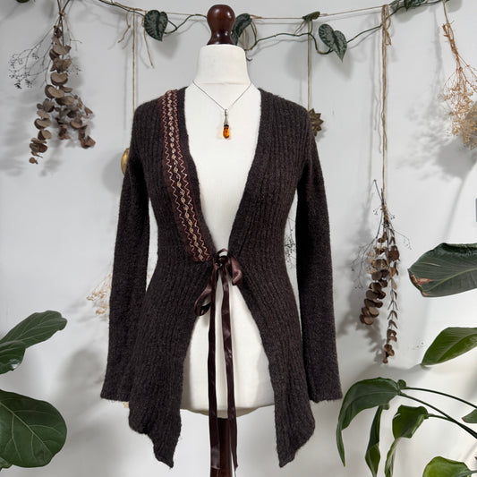 Brown knit cardigan - size S/M
