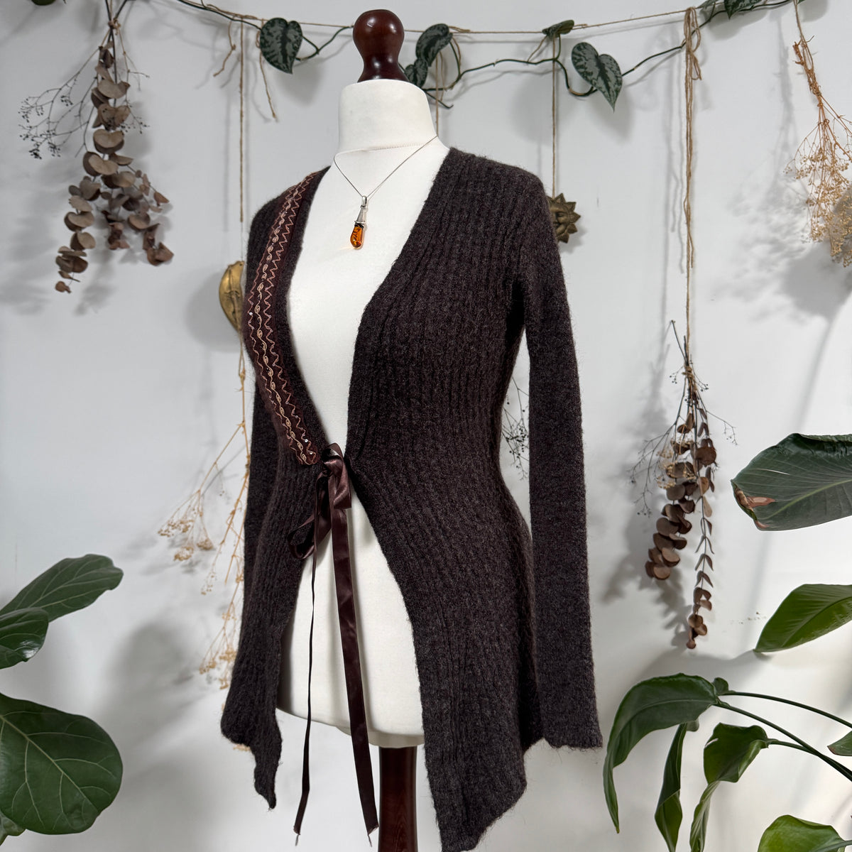 Brown knit cardigan - size S/M