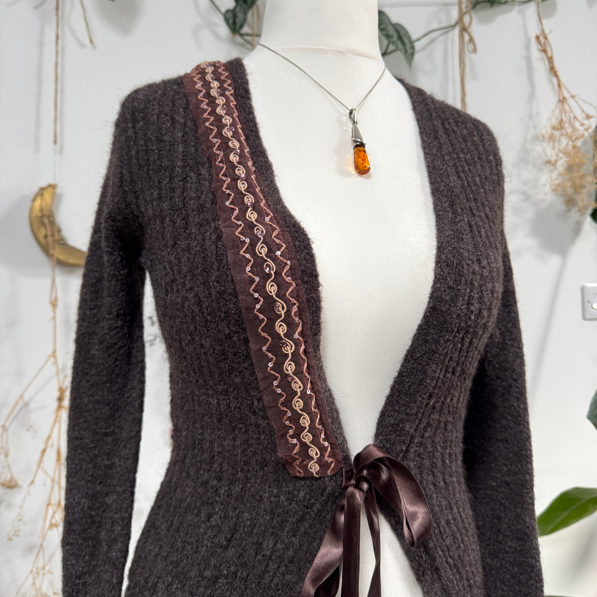 Brown knit cardigan - size S/M