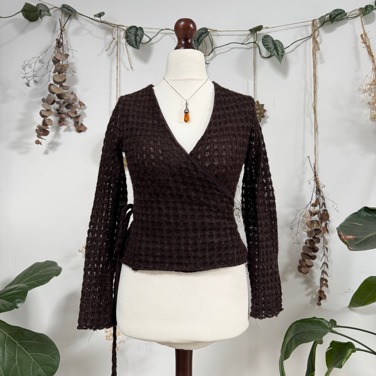 Brown wrap top - size M